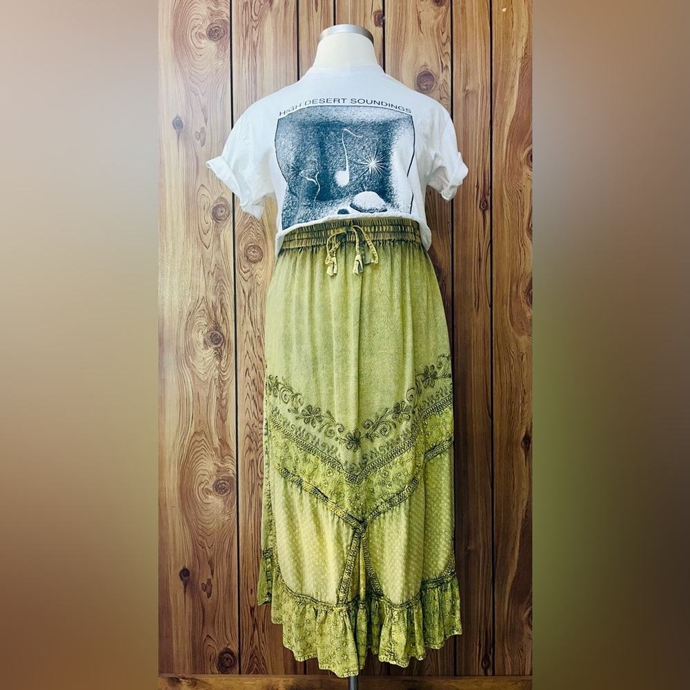 VTG 1990s Green Bohemian Festival Skirt